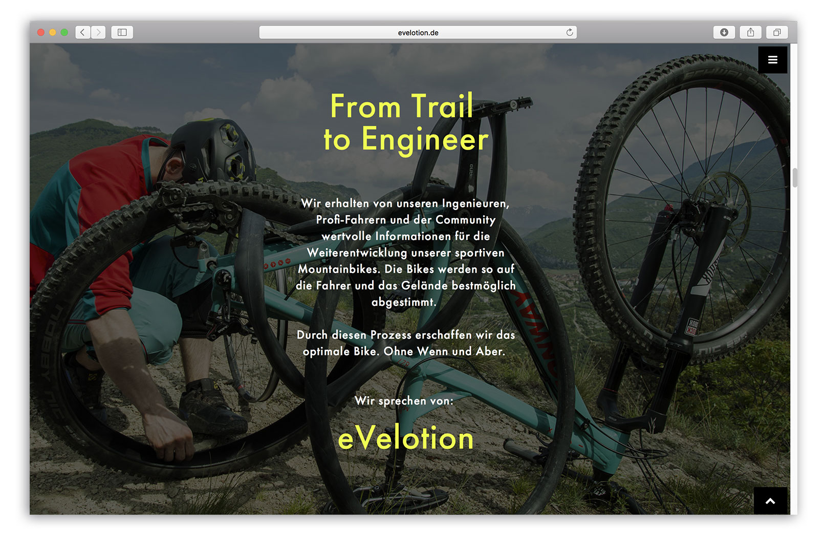 Microsite, Visuelle Identitaet für eVelotion. Neuer Slogan für Conway Bikes